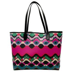 Emilio Pucci Teal / Fuchsia Multi Color Tote Bag